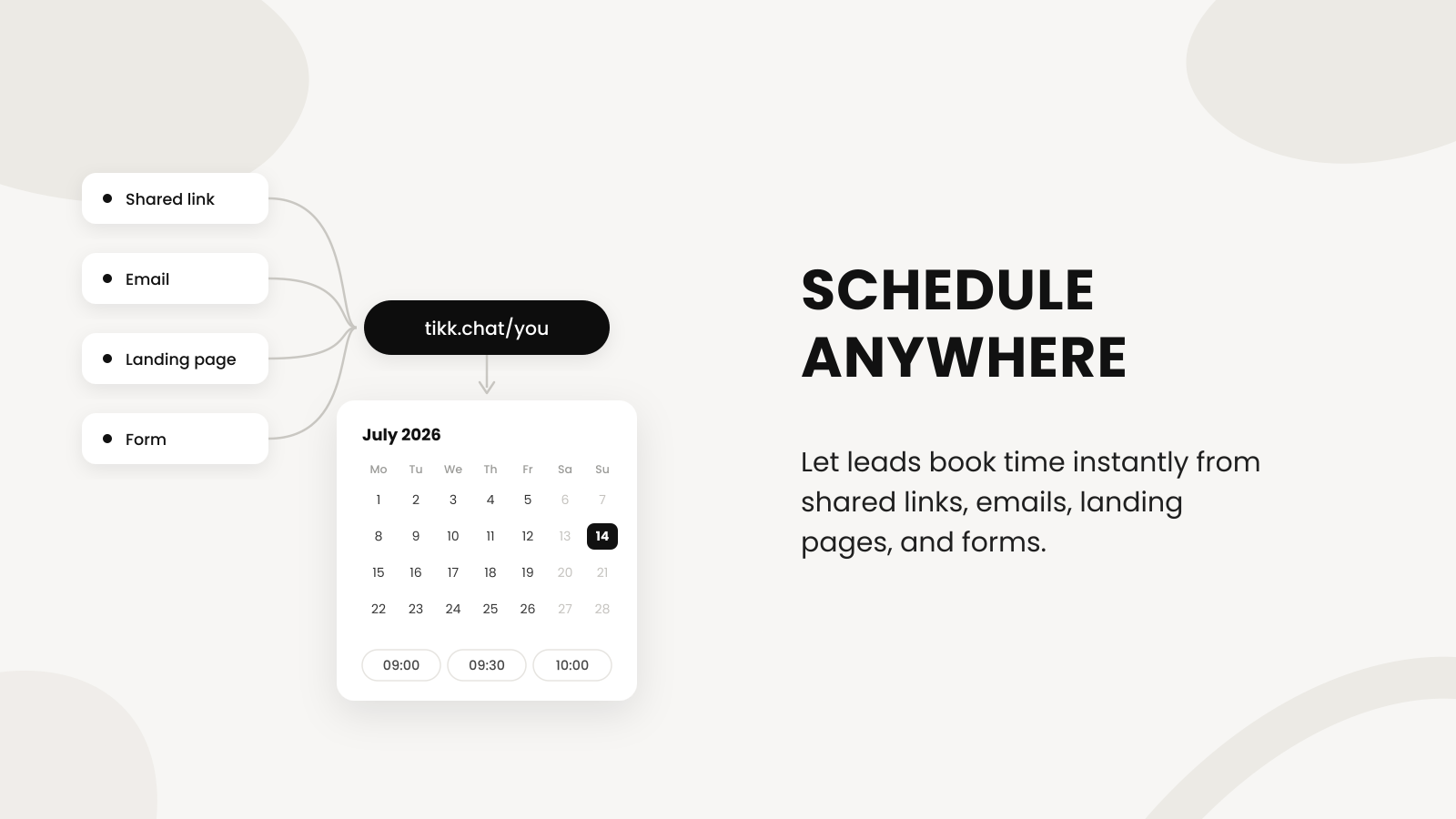 Schedule any booking with tikk